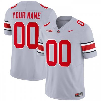 Men's Ohio State Buckeyes #00 Custom Grey NCAA 2023 Stitched College Football Jersey BCB2744JL